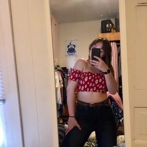 Floral, off shouldered crop top